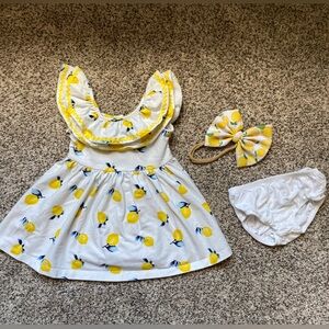 Janie and Jack Lemon Dress with boutique headband